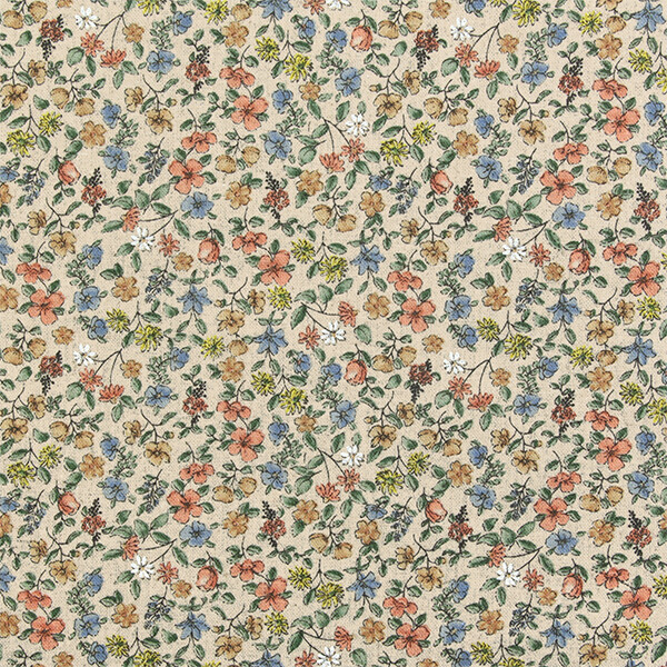 퀼트의시작은? 엔조이퀼트와 함께,[국산린넨] 대폭 스칼렛플라워 린넨 프린트원단 - 내츄럴