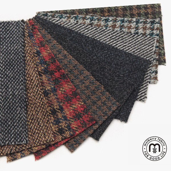 퀼트의시작은? 엔조이퀼트와 함께,[실물스와치] 멀베리 기모 트위드 원단 10종(무지,헤링본,잔체크) 일본수입 SW-RMD-01