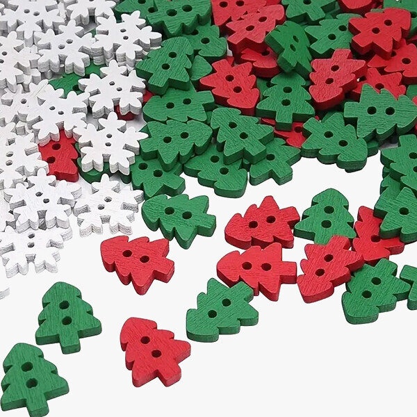 퀼트의시작은? 엔조이퀼트와 함께,크리스마스 장식 나무단추 50개 세트3