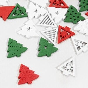 크리스마스 장식 나무단추 50개 세트4 (set)