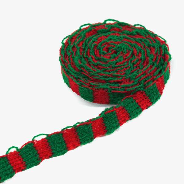 크리스마스 장식 뜨개 리본 1cm - 5m