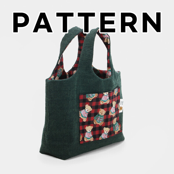 퀼트의시작은? 엔조이퀼트와 함께,[바이핸즈] 퀼트도안 - 베어체크 리버서블 에코백