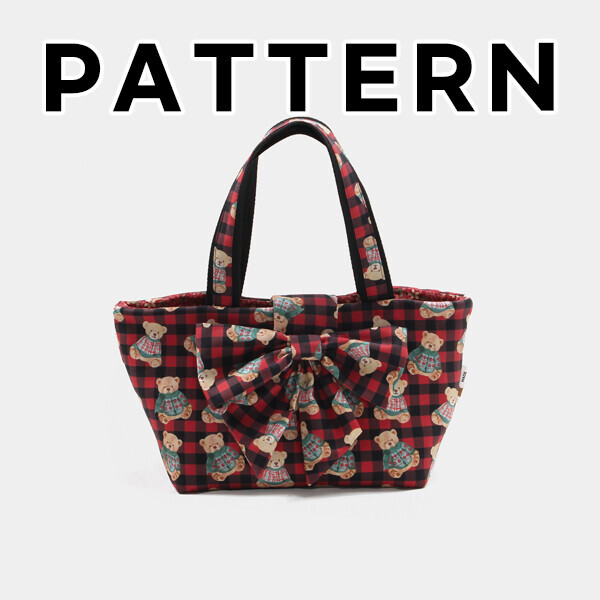 퀼트의시작은? 엔조이퀼트와 함께,[바이핸즈] 퀼트도안 - 리본 베어체크 토트백