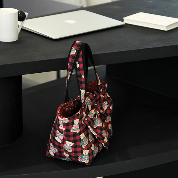 퀼트의시작은? 엔조이퀼트와 함께,[바이핸즈] 퀼트패키지 가방 - 리본 베어체크 토트백