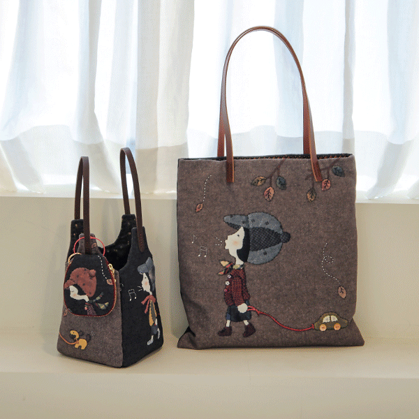 퀼트의시작은? 엔조이퀼트와 함께,[퀼트 초보자용] 퀼트패키지 가방 - 낭만소녀 & 로맨틱 가이 3종 세트 (에코백, 토트백, 키링)