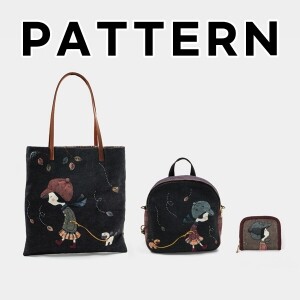 [바이핸즈] 퀼트도안 - 낭만소녀 & 로맨틱 가이 3종 세트 (에코백, 배낭, 지갑) (개)