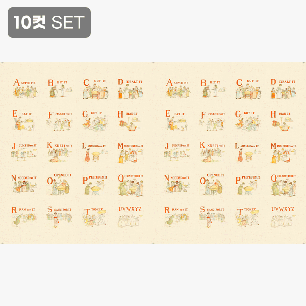 퀼트의시작은? 엔조이퀼트와 함께,케이트 그린어웨이 ABC 알파벳 하프린넨 커트지 140cm x 83cm - 10컷 1세트