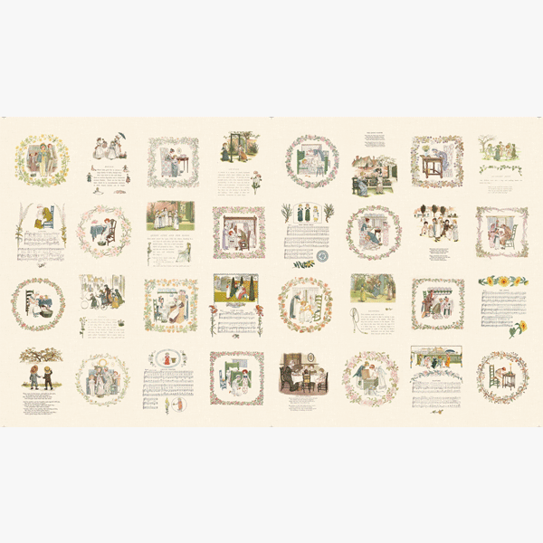 퀼트의시작은? 엔조이퀼트와 함께,케이트 그린어웨이 플라워 리스 하프린넨 커트지 140cm x 80cm