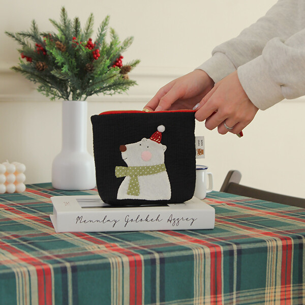 퀼트의시작은? 엔조이퀼트와 함께,[바이핸즈] 퀼트패키지 소품 - 빨강모자 베어 파우치