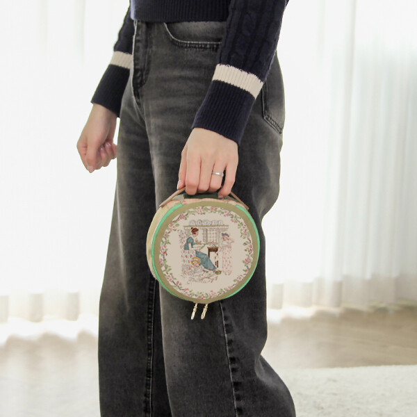 [바이핸즈] 퀼트패키지 소품 - 케이트 플라워 원형 파우치