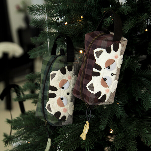 [바이핸즈] 퀼트패키지 소품 - 졸립다옹 파우치 (와인)