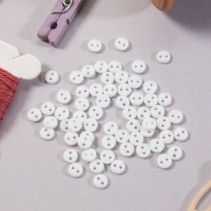 플라스틱 원형 미니 단추 6mm 100개 SET - 화이트 (개)