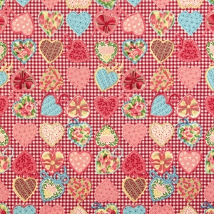 [유와] 크리스마스 하트 셔팅 프린트원단 - 레드 (1/4yd) 829974-E (개)