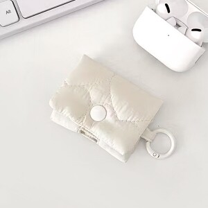 퀼팅 키링 에어팟 이어폰 케이스 - 화이트 (개)