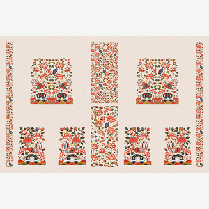 DTP 코튼 전통 길상자수 커트지 원단 150cm x 100cm 1컷 (아이보리) (개)