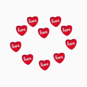 LOVE 레드 하트 자수 열접착 와펜(자수 패치) 10개 SET (set)
