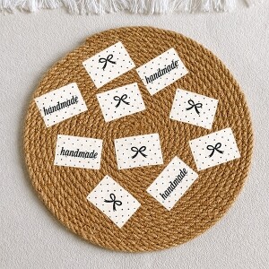 흑백 도트 리본 핸드메이드 끼움 라벨 5개 SET (set)