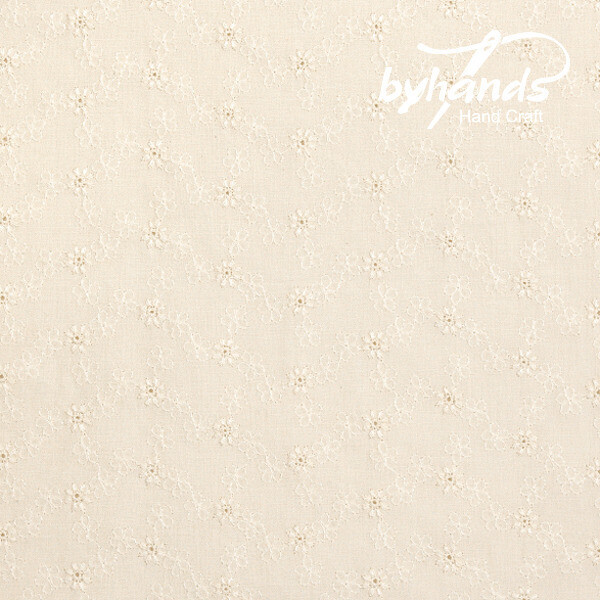 [바이핸즈] 대폭 들꽃 아일렛 레이스원단 - 내추럴 (EYL-0012)